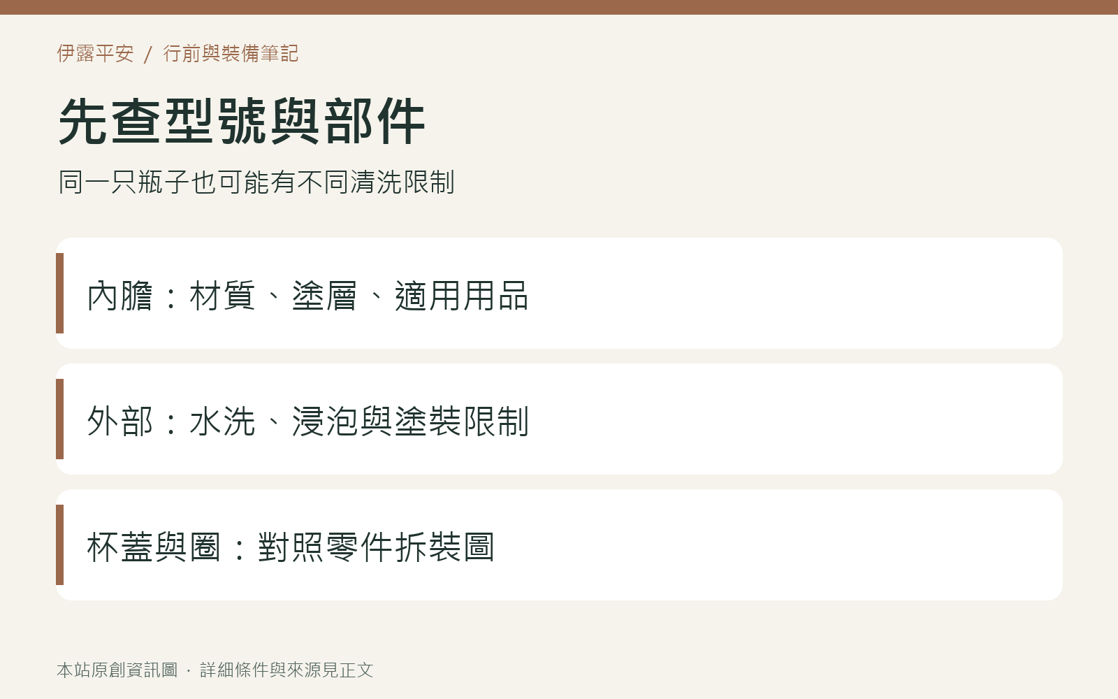 保溫瓶清洗前分開確認內膽、外部塗裝、杯蓋與可拆膠圈