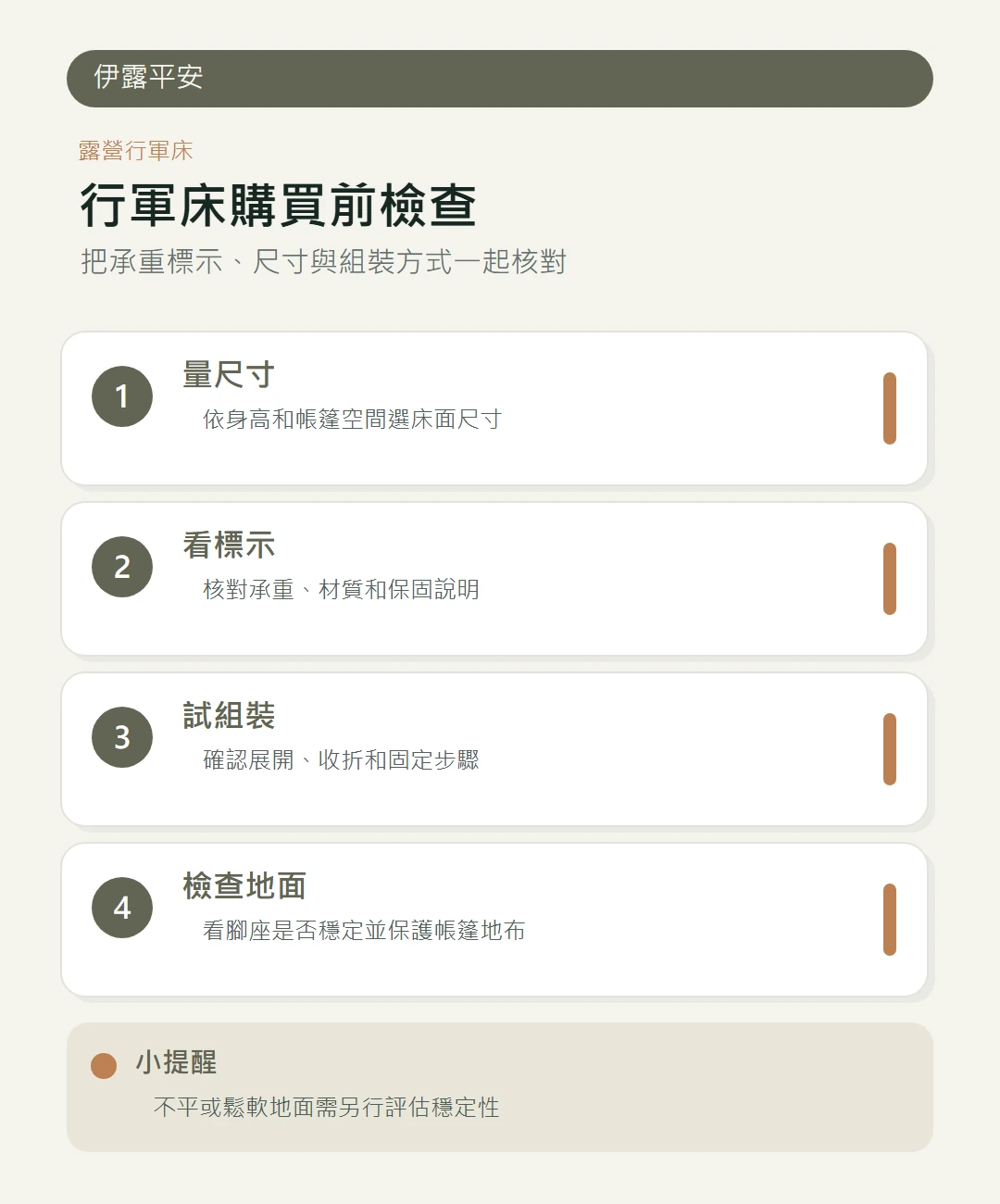 露營行軍床購買前檢查
